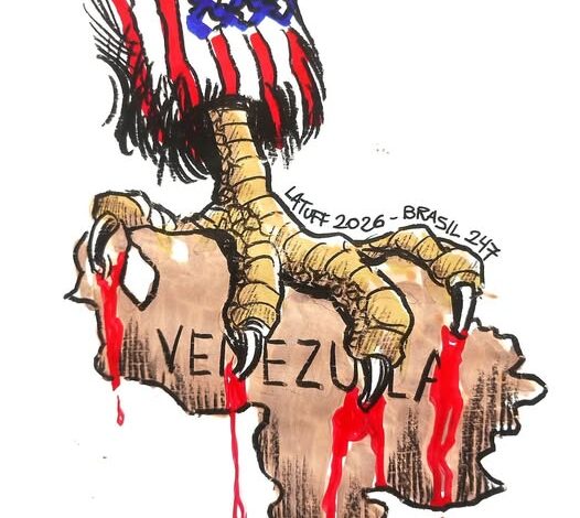 a imagen que ilustra pertenece a Latuff, ilustrador brasileño. "Caricaturista y, a veces, alborotador. Soy un cronista visual de la barbarie, se define en su página de Face.