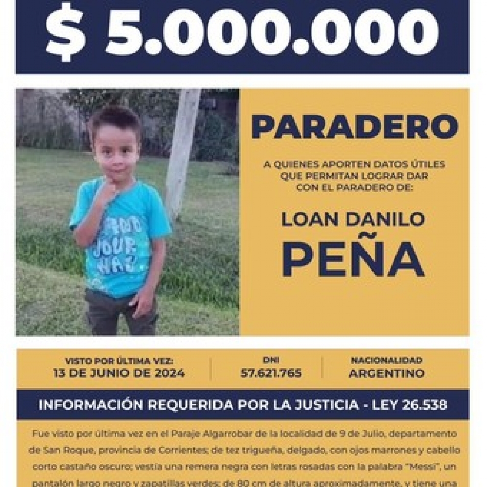 Continúa la búsqueda de Loan Danilo Peña en Corrientes: hallan nueva evidencia