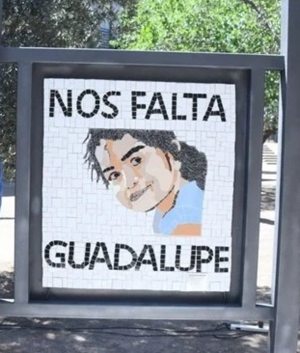 Hicierón un mural con la imagen de Guadalupe en la UNSL