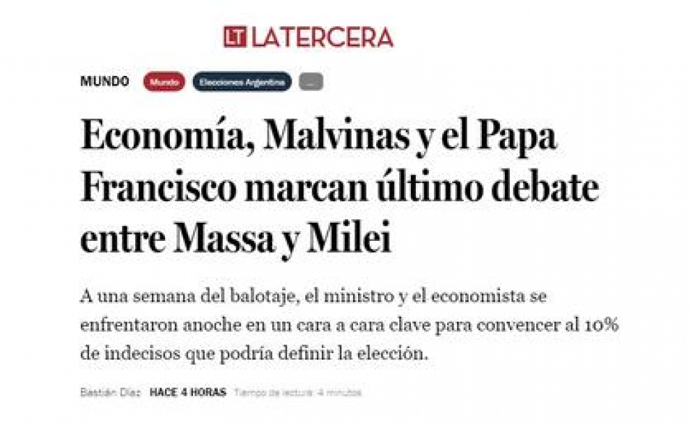 Los diarios del mundo reflejaron el debate entre Massa y Milei